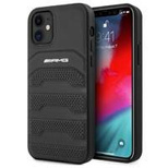 AMG Lederhülle mit geprägten Linien für iPhone 12 mini – Schwarz