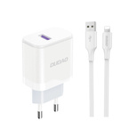 Dudao A20EU USB-A 18W Netzwerkladegerät – Weiß + USB-A – Lightning Kabel