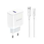 Dudao A20EU USB-A 18W Netzwerkladegerät - Weiß + USB-A - USB-C-Kabel