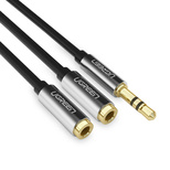 Ugreen AV123 headphone cable 3.5 mm minijack (male) - 2x 3.5 mm minijack (female) - black