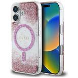 Guess HC Resin Bottom Glitter MagSafe iPhone 16 Case - Pink