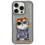 Etui Nimmy Glasses Cool Cat na iPhone 16 Pro - szare
