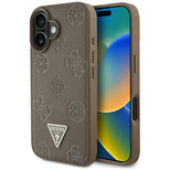 Guess Grained Hot Stamp Peony Triangle Logo MagSafe iPhone 16 Hülle - Braun