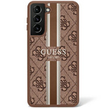 Guess GUHCS23LP4RPSW S23 Ultra S918 Braun/Braun Hardcase 4G Bedruckter Streifen