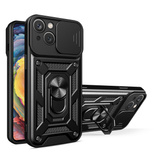 Hybrid Armor Camshield Case für Vivo Y35 / Vivo Y22 / Vivo Y22s Armor Case mit Kameraabdeckung schwarz