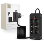 Tech-Protect PC6X6 Power Strip 6 Sockets 240V + 3xUSB-A + 3xUSB-C 200cm - Black