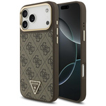 Guess 4G Triangle Logo MagSafe Case für iPhone 17 Pro Max - Braun und Gold