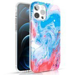 Kingxbar Watercolor Series color case for iPhone 12 Pro Max Blue-pink