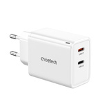 Choetech PD6013 2x USB-C PD 65W GaN Wandladegerät – Weiß