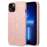 Guess GUHCP14SHGGSHP iPhone 14 6,1" różowy/pink hard case Glitter Script