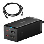 Baseus fast charger GaN5 Pro HUB HDMI 2 x USB-C / USB-A / HDMI 4K 30Hz 1.5m black + USB-C cable - USB-C 100W 40Gb/s (USB4) 1m (CCGP110201)