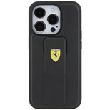 Ferrari Grip Stand Metal Logo case for iPhone 15 - black