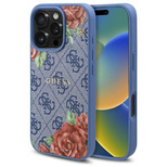 Etui Guess 4G Flowers Print MagSafe na iPhone 16 Pro Max - niebieskie