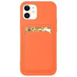 Card Case Wallet Case aus Silikon mit Kartensteckplatz für Dokumente für iPhone 12 Pro Orange