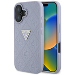 Etui Guess Hot Stamp 4G Pattern Triangle Metal Logo na iPhone 16 - fioletowe