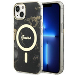 Guess, GUHMP14MHTMRSK iPhone 14 Plus 6,7" schwarz/schwarzes Hardcase Golden Marble MagSafe