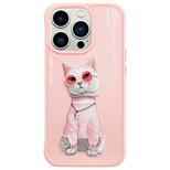 Etui Nimmy Glasses Cool Cat na iPhone 15 Pro  - różowe
