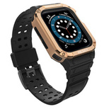 Armband mit Schutzhülle für Apple Watch 9 / 8 / 7 / 6 / 5 / 4 / 3 / 2 / SE / SE2 (41 / 40 / 38 mm) Schutzhülle für Uhr, Schwarz / Roségold