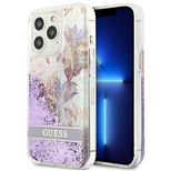 Guess GUHCP13LLFLSU iPhone 13 Pro / 13 6.1&quot; purple/purple hardcase Flower Liquid Glitter