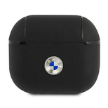 BMW Echtleder-Hülle mit silbernem Logo für AirPods 3 – Schwarz