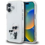Karl Lagerfeld IML Aquarelle Karl &amp; Choupette &amp; Logo iPhone 16 Hülle - Weiß