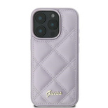 Guess Quilted Metal Logo Hülle für iPhone 16 – Hellviolett