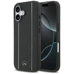 Mercedes Leder Star Pattern Stripes MagSafe Hülle für iPhone 17 - Schwarz