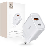 Tech-Protect C30W USB-C PD 30W / USB-A QC 3.0 Netzwerkladegerät – Weiß