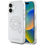 Karl Lagerfeld IML Rhinestones Karl Head Case for iPhone 16 Clear