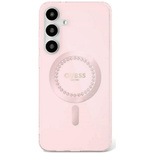 Guess Rhinestones Printed Classic Logo MagSafe Samsung Galaxy S25 Case Pink