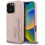 Karl Lagerfeld FW Grained Signature Logo iPhone 16 Pro Max Case - Pink