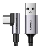 Kabel Ugreen US284 70255 USB-A (prosty) / USB-C (kątowy) 3A 3m - szary