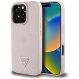 Guess Grained Hot Stamp Peony Triangle Logo MagSafe iPhone 16 Pro Max Hülle - Rosa