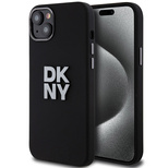 DKNY Liquid Silicone Metal Logo Hülle für iPhone 15 Plus / 14 Plus – Schwarz