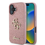 Guess Fixed Glitter Big 4G Case for iPhone 16 Plus 6.7&quot; - Pink