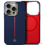 Etui Mercedes Silicone Red Stripe MagSafe na iPhone 16 Pro Max - granatowe