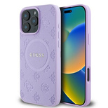 Guess Saffiano Peony Classic Logo MagSafe iPhone 16 Pro Case - Purple