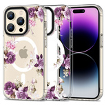 Tech-Protect MagMood MagSafe iPhone 15 Pro Max Case - Purple Flowers