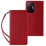 Magnetband-Hülle für Xiaomi Redmi Note 11 Pro Pouch Wallet + Mini-Lanyard-Anhänger Rot