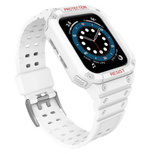 Protect Strap Band with Case for Apple Watch 9 / 8 / 7 / 6 / 5 / 4 / 3 / 2 / SE / SE2 (41 / 40 / 38mm) Case Armored Cover for Watch White