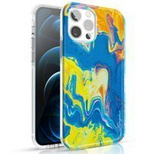 Kingxbar Watercolor Series color case for iPhone 12 Pro Max yellowblue