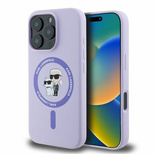 Karl Lagerfeld Silikon Karl&amp;Choupette Heads Ring MagSafe Case für iPhone 16 Pro Max - Lila