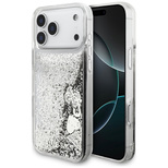 Guess Liq case. Glitter Charms for iPhone 17 Pro - silver