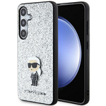 Karl Lagerfeld Fixed Glitter Ikonik Logo Metal Pin case for Samsung Galaxy S24+ - silver