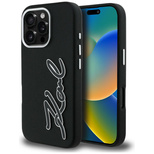 Karl Lagerfeld FW Grained Signature Logo Case for iPhone 16 Pro Max - Black