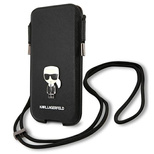 Karl Lagerfeld Saffiano Ikonik Karl 6,7&#39;&#39; Handtasche - Schwarz