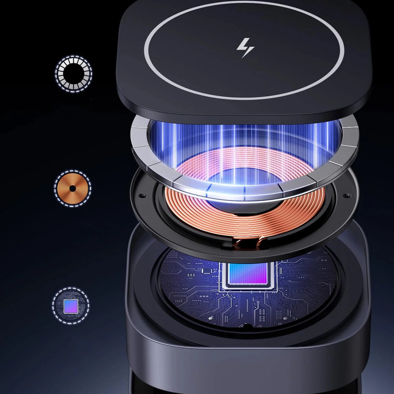 Layered cross-section of the Ugreen W526 Qi/MagSafe Inductive Charger