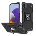 Wozinsky Ring Armor Tough Hybrid Case Cover + Magnethalterung für Samsung Galaxy A22 4G schwarz