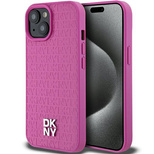 DKNY Leather Pattern Metal Logo MagSafe-Hülle für iPhone 15 / 14 / 13 – Rosa