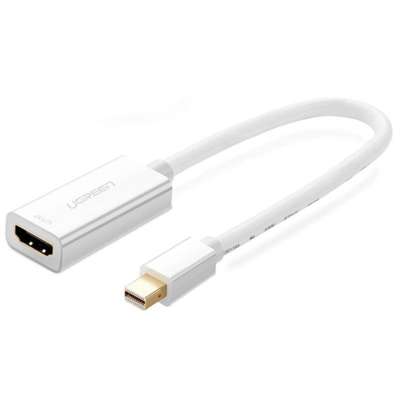 Ugreen MD112 adapter with mini DisplayPort (male) and HDMI (female) connectors with Full HD 1080p resolution on a white background